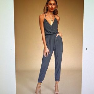 Gray Lulus Halter Jumpsuit - M